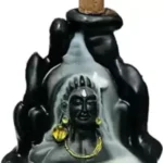 Adiyogi backflow incense burner 10.2 cm Religious Idol & Figurine (Polyresin, Black), with 21 cones