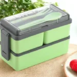 Rectangular Classy 3 Section Lunch Box With 1 Spoon & 1 Fork 3 Containers Lunch Box (1500 ml)